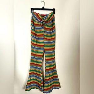 Rainbow knit fitted flare pants 🌈